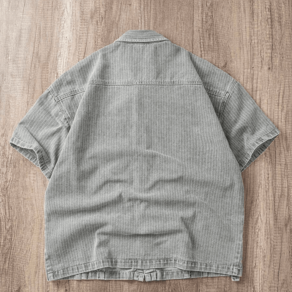 Manfinity Joysei Men's Casual Striped Loose Gray Denim