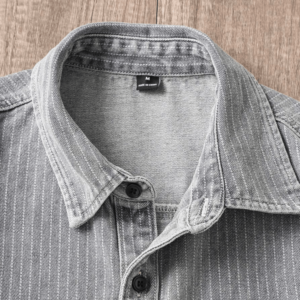 Manfinity Joysei Men's Casual Striped Loose Gray Denim