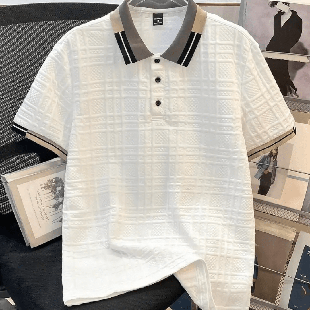 Manfinity Joysei Men's Striped Short Sleeve Casual Textured