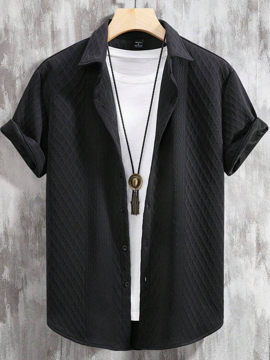Men's Summer Casual Short Sleeve Shirt With Texture