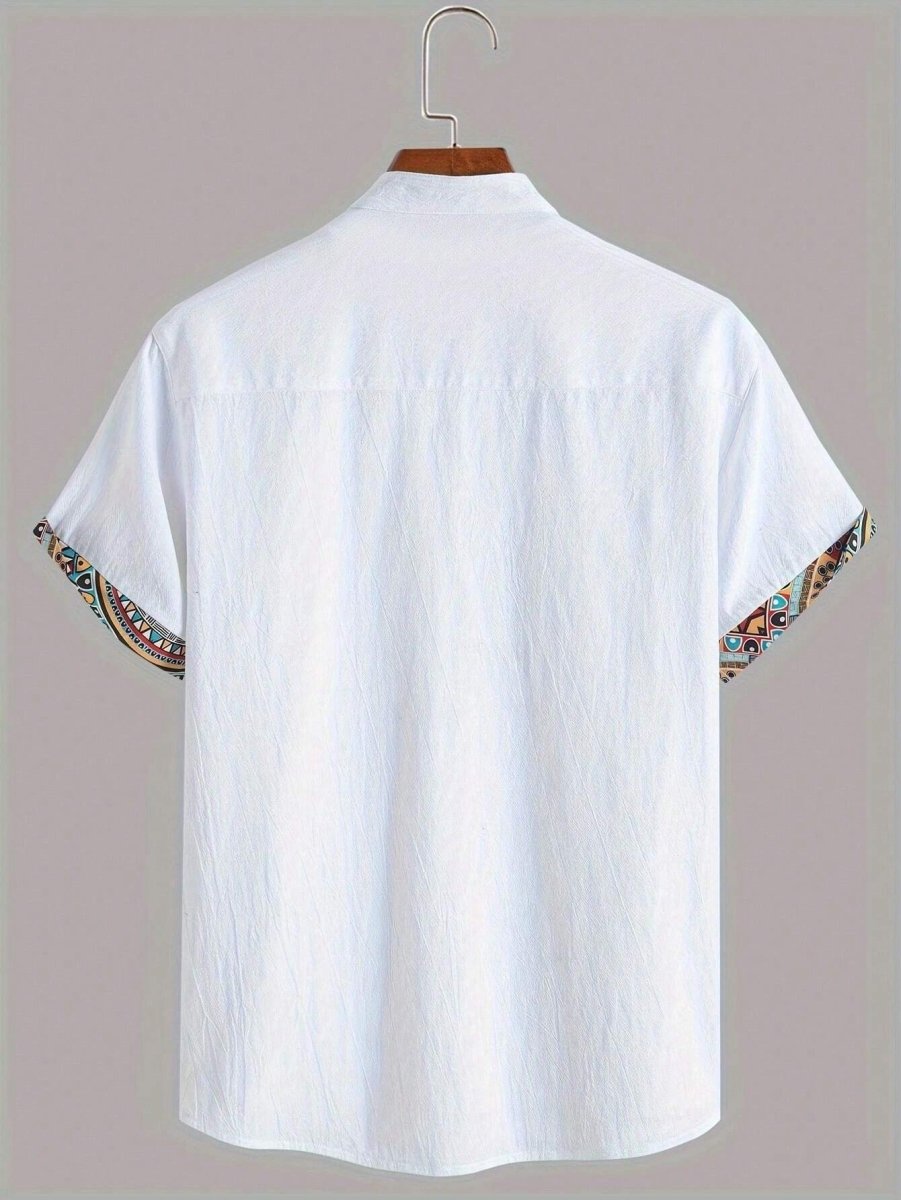 Men's Summer Holiday Geometric Printed Short Sleeve Casual Shirt