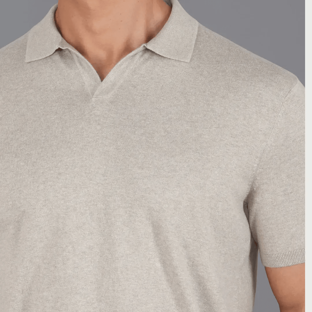 Mens Ultra Fine Cotton Buttonless Polo Shirt
