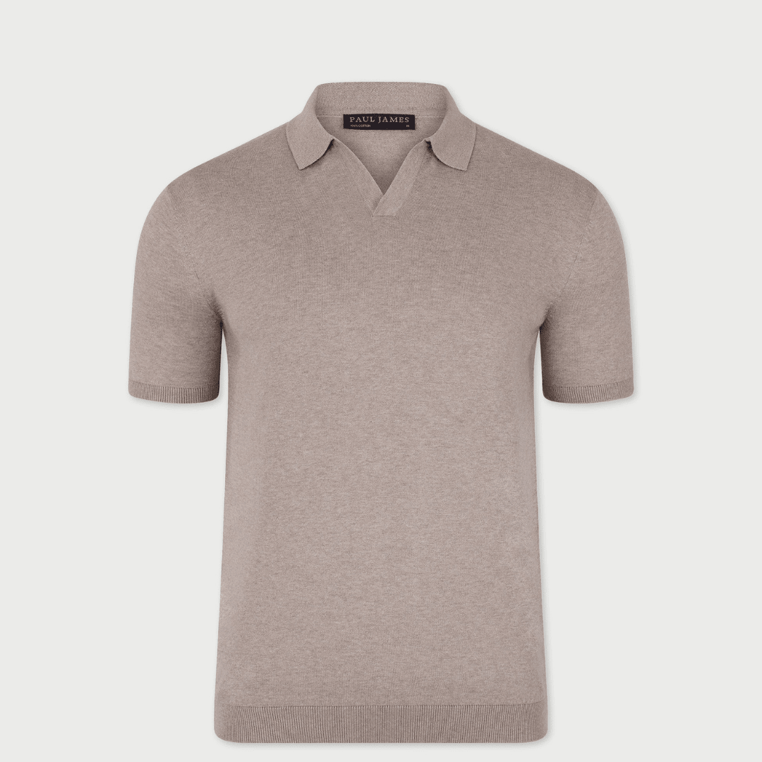 Mens Ultra Fine Cotton Buttonless Polo Shirt