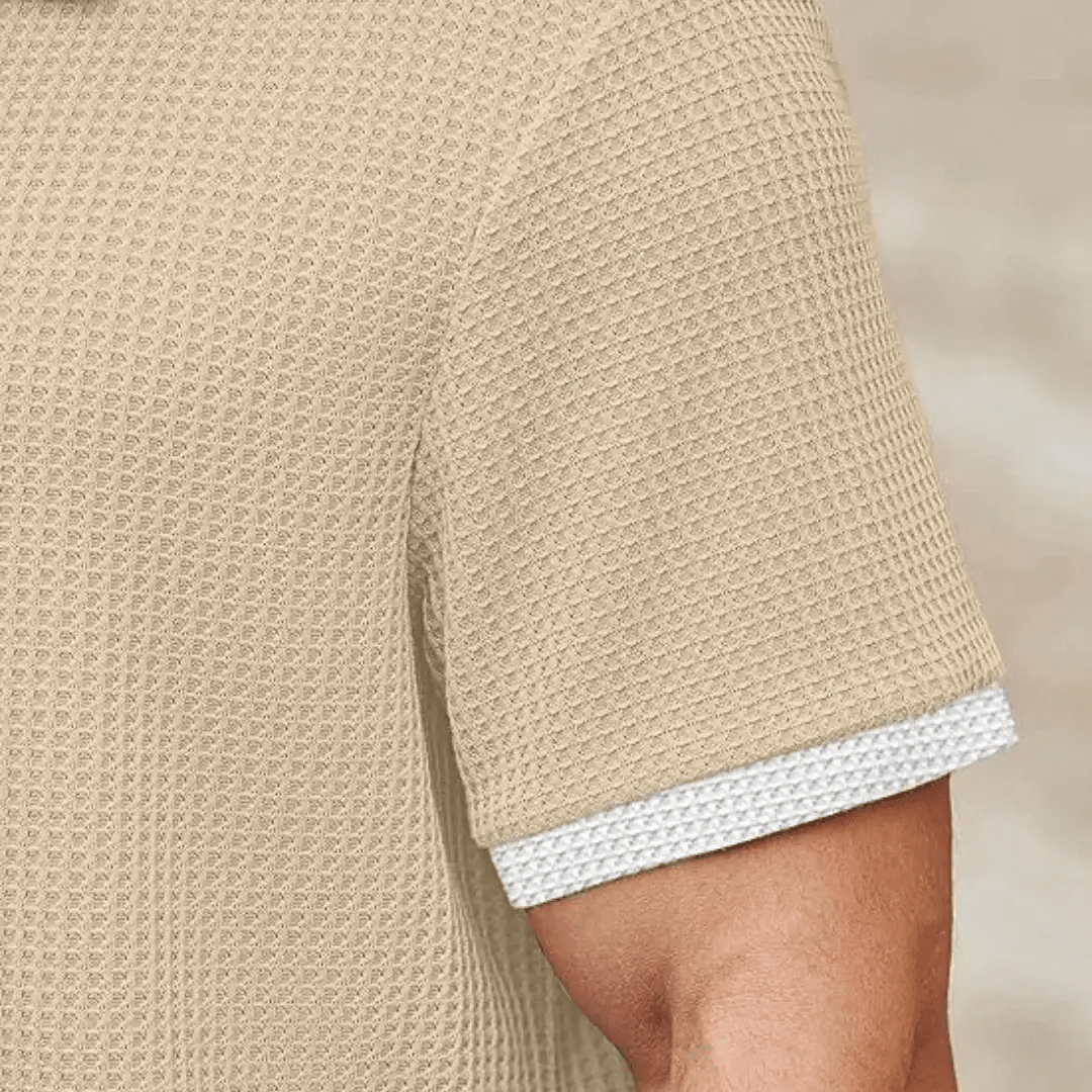 Men's Waffle Knit Polo T-Shirt