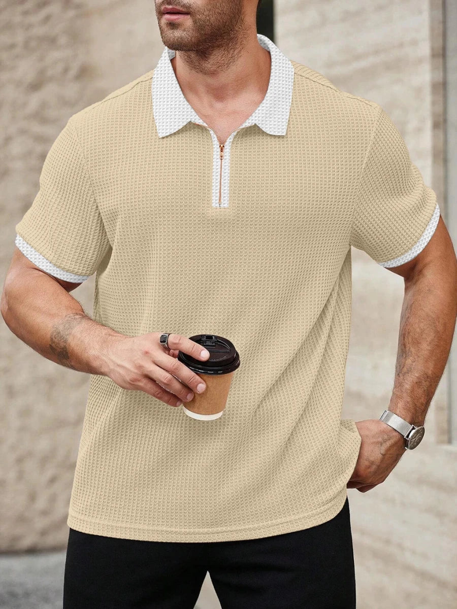 Men's Waffle Knit Polo T-Shirt