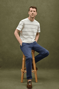 Navy and light yellow striped T-shirt