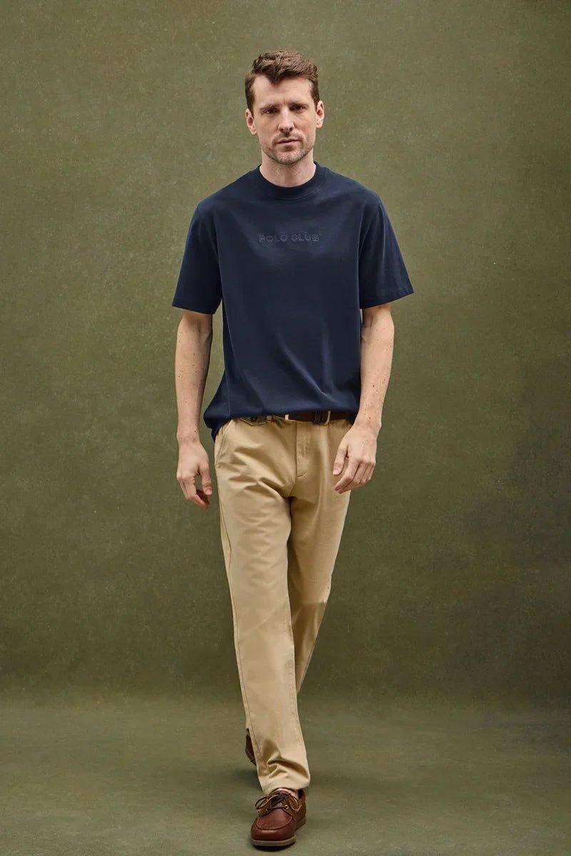 Navy blue loose-fit t-shirt with Polo Club embroidery