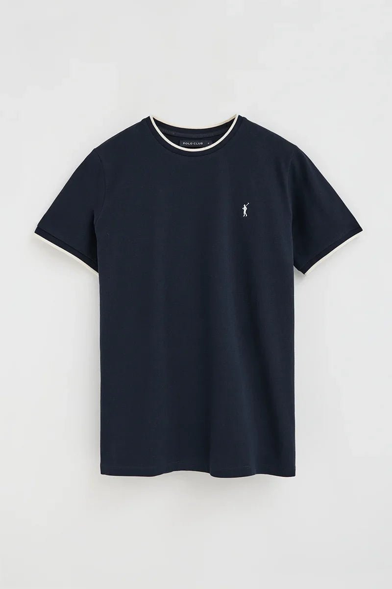 Navy blue pique fabric t-shirt