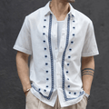 Off White Embroidered Cotton Shirt