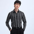Waffle Striped Casual Shirt – Black White Stripe