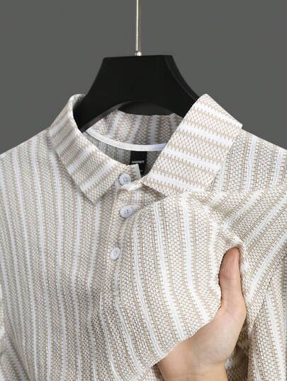 Short Sleeve Striped Casual Polo Shirt