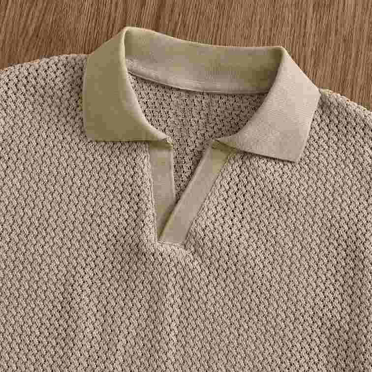 SWAVVY Men's Casual Loose Turndown Collar Short Sleeve Polo Shirt