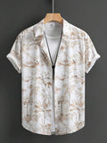 Tropical Plants Print Summer Casual Short Sleeve Shirt