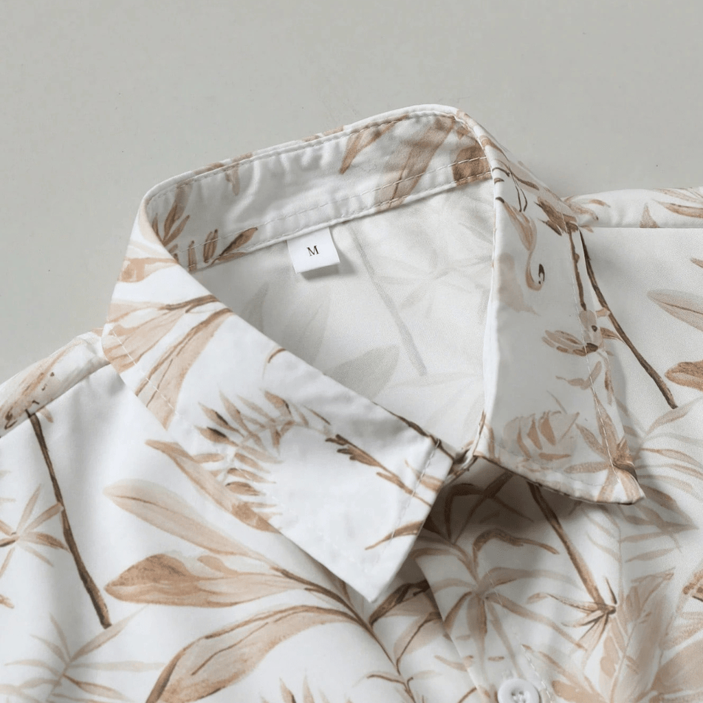 Tropical Plants Print Summer Casual Short Sleeve Shirt